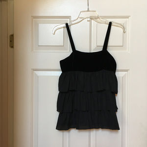 Black Velvet and Flouncy Ruffled Cami Top size 5